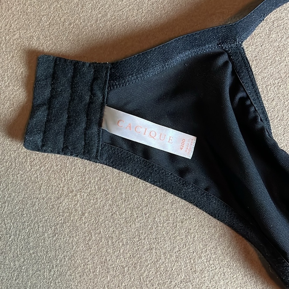 Cacique Unlined Full Coverage Black Bra - 42DD - Picture 5 of 7